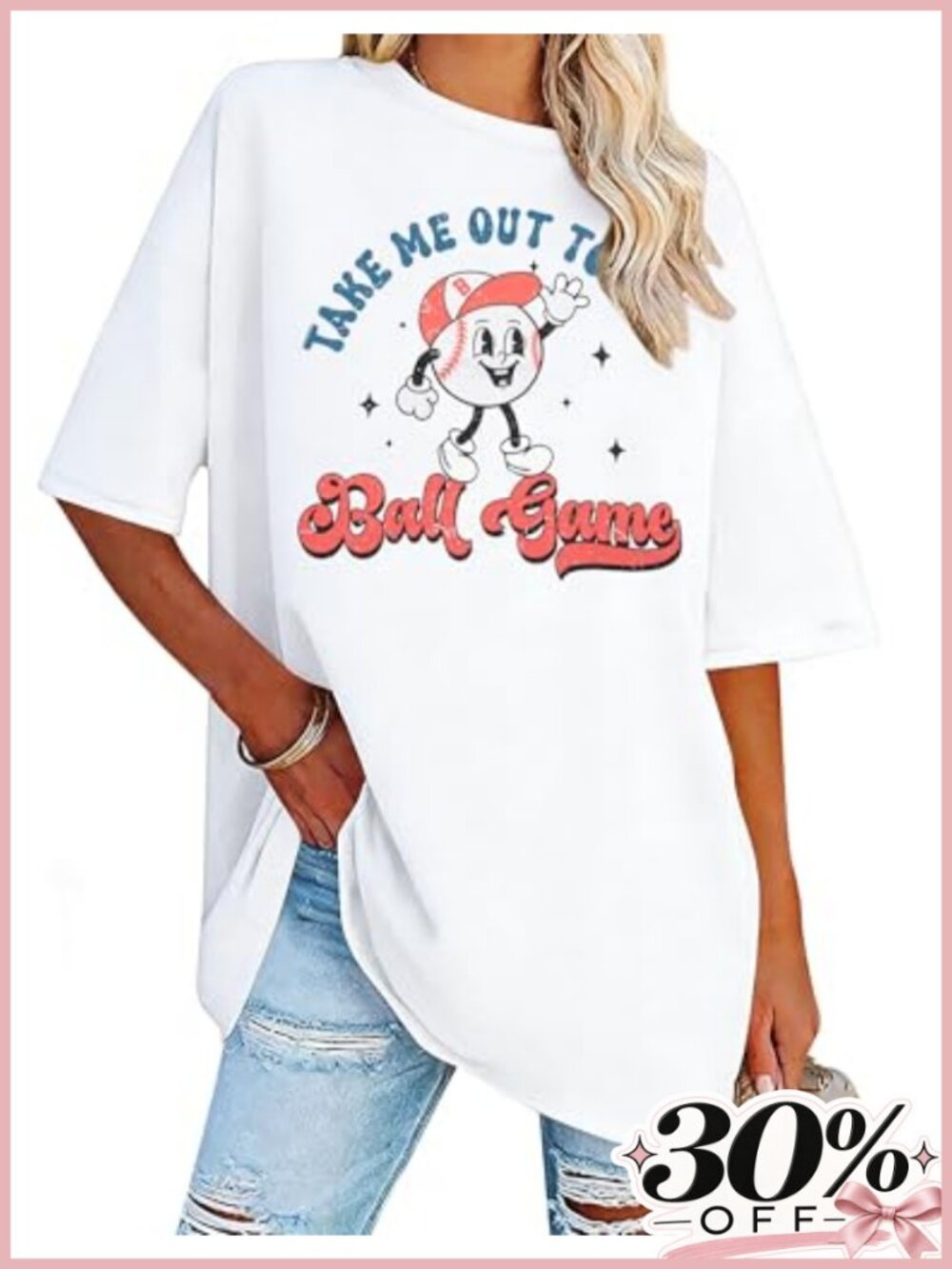 Womens Baseball Tee Cotton Blend Game Day Fan Apparel Relaxed Fit